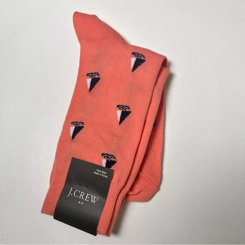 J.Crew Men's Nautical Sailboat Orange Printed Graphic Preppy Socks NWT